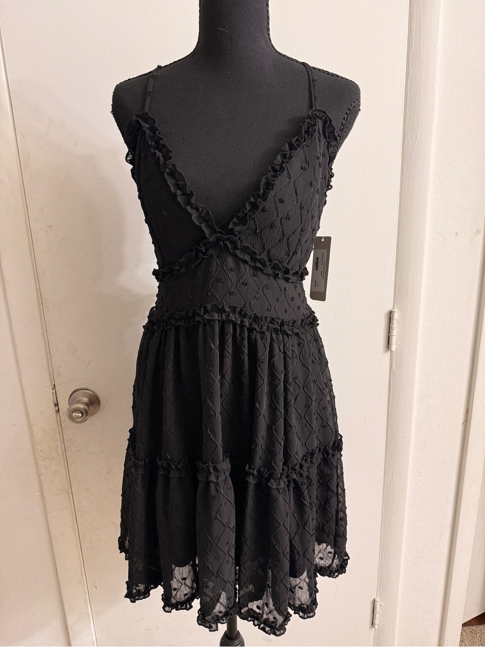 Lizard Thicket Black Ruffle-Trim Mini Dress